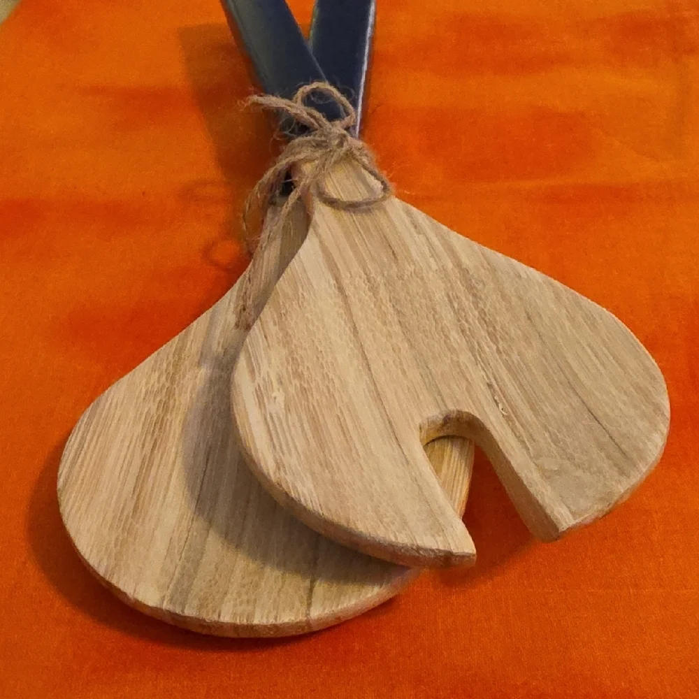 Wooden Salad Servers with Black Handles Kirlands